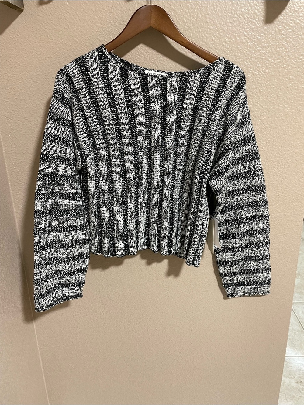 Nation LTD  Ronan Striped Black & White Knit Sweater NEW - Picture 2 of 7